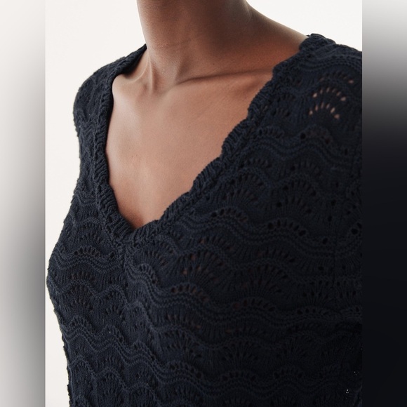 Fat Face Crochet Vienna 100% Cotton Knit Short Sleeve Blouse Top - Picture 4 of 11